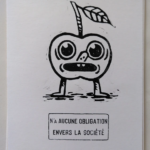 N'a aucune obligation envers la société - Linogravure et tampon ~13x8cm sur feuille 12,5x16,5cm